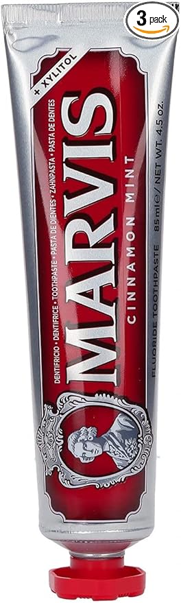 ⭐️Marvis Pasta de dentes Cinnamon Mint, embalagem de 3 x 85 ml