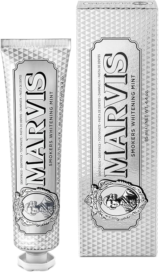 ⭐️Marvis Pasta de dentes branqueadora para fumadores, hortelã, 85 ml, branqueador dental que elimina a placa, para branqueamento dental natural